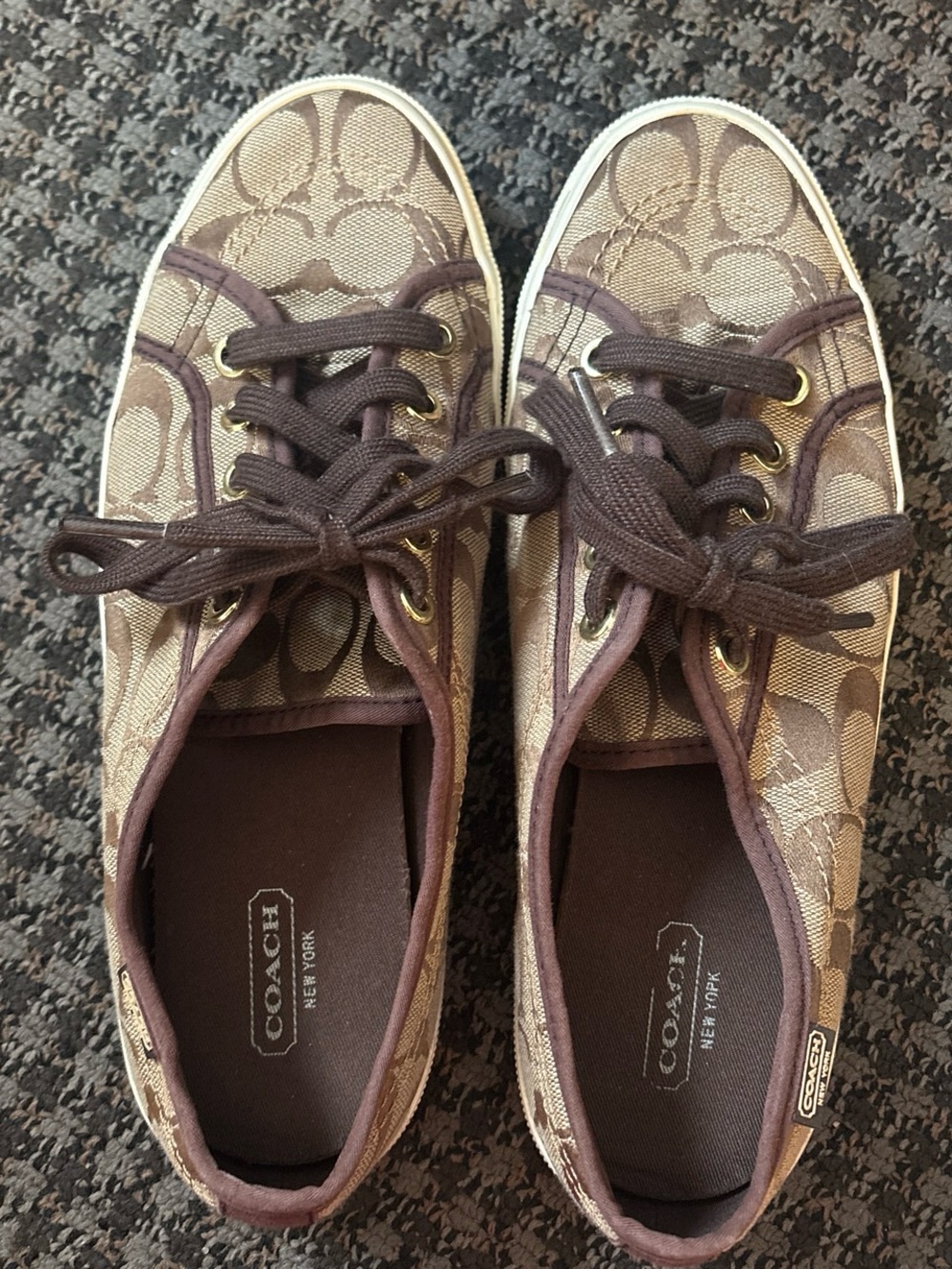 Coach Brown Signature Canvas Low-Top Sneakers